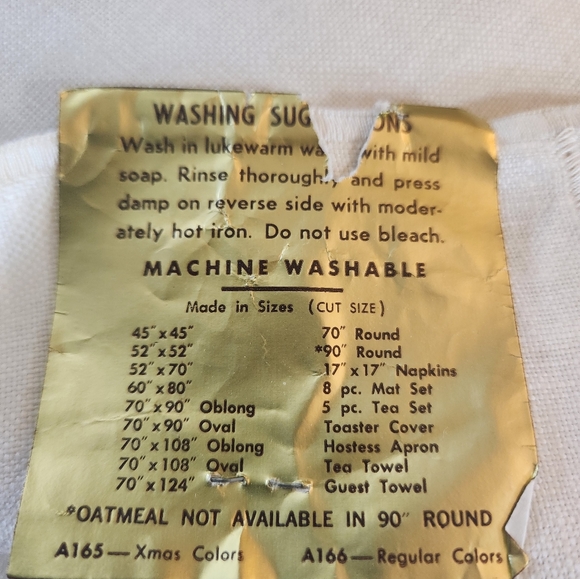100% Linen Tablecloth Vintage made by Paragon Linens. 52" X 52" square w - Picture 6 of 6